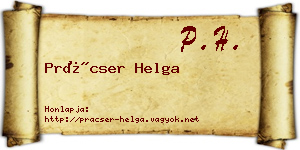 Prácser Helga névjegykártya