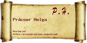Prácser Helga névjegykártya